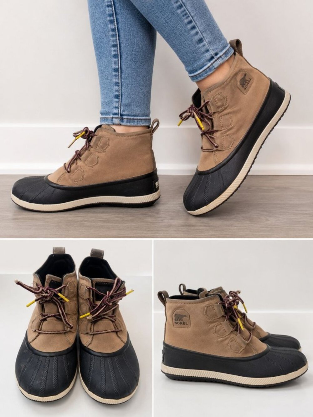 SOREL Out 'N About III Classic boots taupe suede upper black rubber Shell Sz 8.5 - Picture 1 of 9